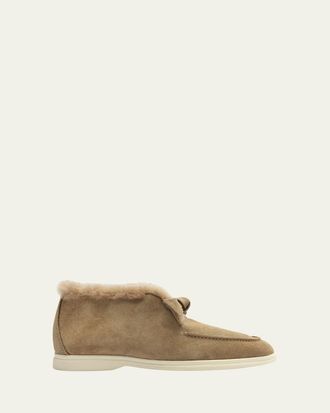 Alexandre Birman Semolina Clarita Shearling-Lined Suede Booties