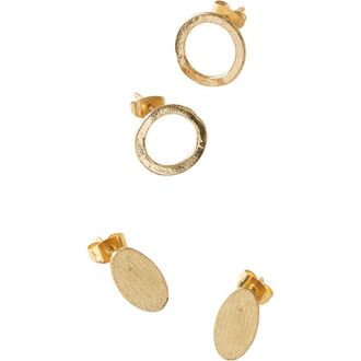 Matr Boomie Diya Stud Circle and Oval Earrings in Gold at Nordstrom
