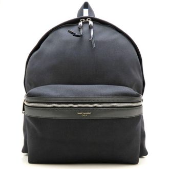 Saint Laurent Black Canvas Leather Backpack (Pre-Owned)