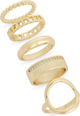 Nordstrom Rack Assorted 5-Pack Ring Set in Clear- Gold at Nordstrom Rack, Size Small/medium