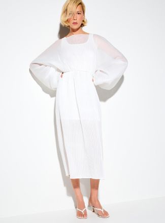 Icone Womens Batwing-sleeve wrinkled organza long dress