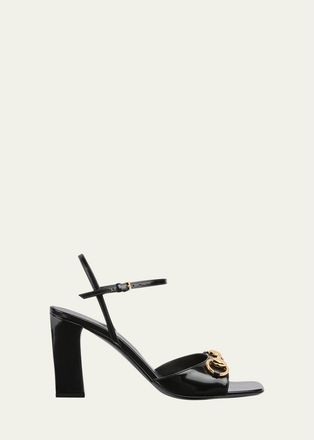 Gucci 85mm Signora Leather Ankle-Strap Sandals