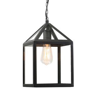 QAZQA Qazqa + R&uacute;stico L&aacute;mpara Colgante De Exterior Industrial Negra Ip23 - Amsterdam Vidrio /acero Inoxidable Cubo /cuadrada Adecuado Para Led Max. 1 X 60 W