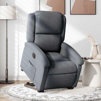 vidaXL vidaXL Poltrona Alzapersona Reclinabile Elettrica Grigio Scuro Velluto