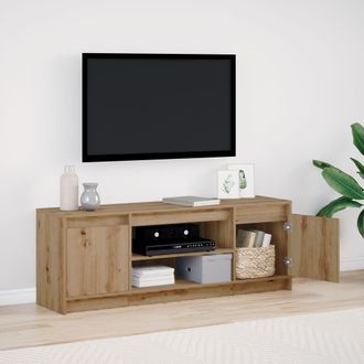 Berkfield Home TV Cabinet with LED in Artisan Oak 139.5x34x50 cm, Made from Engineered Wood in Brown | Size: 139.5x34x50 cm