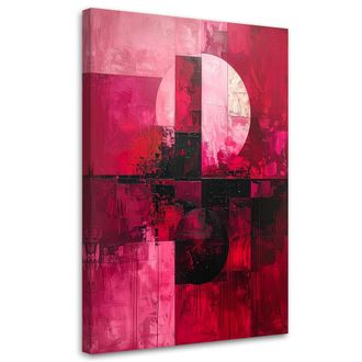 Feeby Cuadro Sobre Lienzo Abstracci&oacute;n Rosa Y Negra Con Divisi&oacute;n Geom&eacute;trica 70x100
