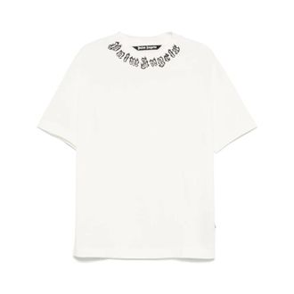 Palm Angels T-Shirts, male, White, Size: 2XL Logo Print Crew Neck T-shirt