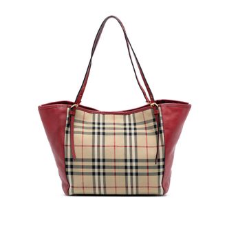 Burberry Tweedje Klein Haymarket Check Canvas en Leer Canterbury Tote