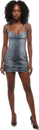 Off-white Blue Sweet Heart Neck Mini Dress