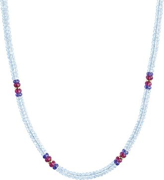 Jewelmak 14K Blue Topaz, Tanzanite Necklace