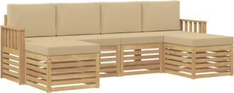 vidaXL Conjunto De Sof&aacute;s De Exterior 5 Uds. Blanco Y Beige Poli&eacute;ster Vidaxl