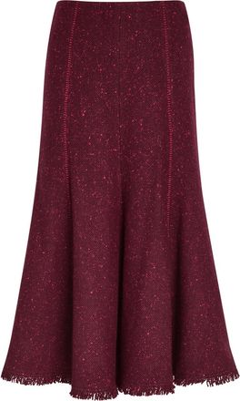 Gabriela Hearst Amy Speckled Wool and Cashmere-blend Midi Skirt - Bordeaux - 38 (UK6 / XS)