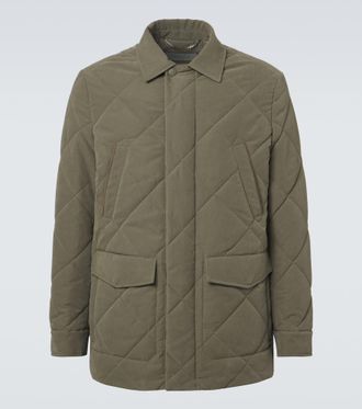 Canali Leather-trimmed quilted puffer jacket