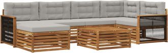 vidaXL Conjunto De Sof&aacute;s De Exterior 7 Uds. Natural Y Gris Claro Vidaxl