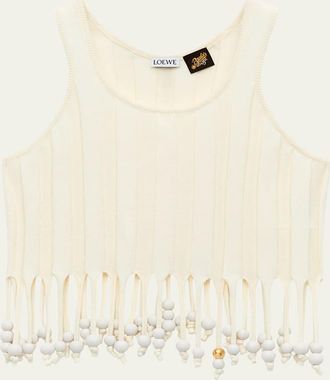 Loewe Fringe Beaded Crop Top