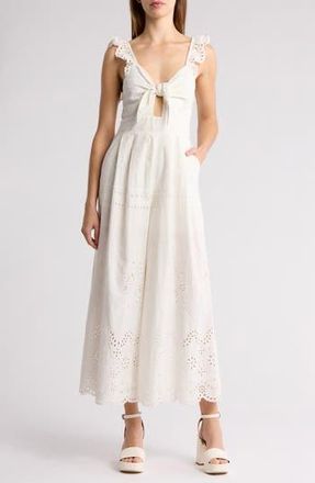 Alice & Olivia Rosina Eyelet Cutout Jumpsuit in Off White at Nordstrom Rack, Size 14