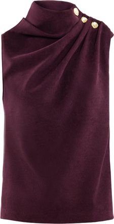 Saiid Kobeisy Pleated Top With Gold Buttoned Shoulder