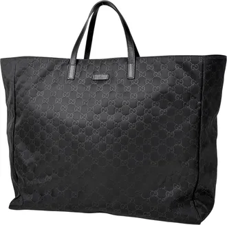 Gucci Black Nylon Leather Tote Bag (Pre-Owned)