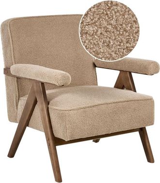 Beliani Beliani - Sill&oacute;n De Estilo Retro Fabricado En Tejido De Boucl&eacute; Beige Arena Evje