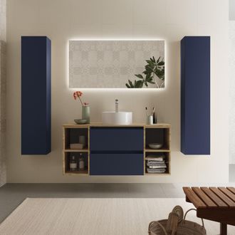 Cygnus Bath Salgar - Mueble Ba&ntilde;o Bequia 120cm Y Coqueta Y Lavabo Azul / Roble 120x45x56