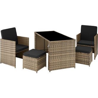 TecTake Garden Table & Chairs Palermo in Natural | Size: 4 Person