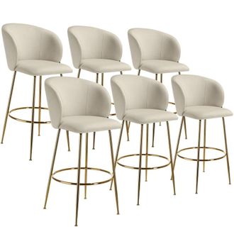 TecTake Bar Stool Luana Cream/Gold Set Of 6
