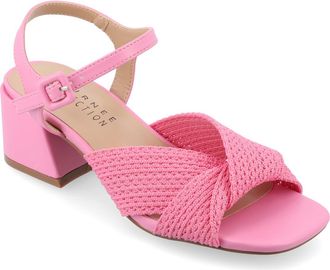 Journee Collection Zerlina Knit Block Heel Sandal in Pink at Nordstrom Rack, Size 7