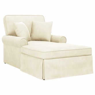 vidaXL Chaise Lounge Con Falda Con Coj&iacute;n 3 Pcs Crema Tela De Pana Vidaxl