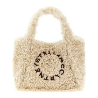 Stella McCartney Bolso Tote con Logo en Piel Sint&eacute;tica de Borrego - Bags - Mujer - Beige - ONE SIZE