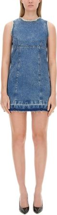 Moschino Denim Solid Round Neck Mini Dress