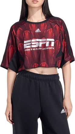 adidas Originals F50 Print Crop Jersey in Red/Black/ at Nordstrom, Size X-Small