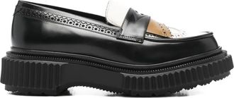 Adieu Paris Leren loafers met plateauzool - Zwart
