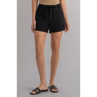 Kut from the Kloth Katie Drawstring Linen Blend Shorts in Black at Nordstrom, Size 12