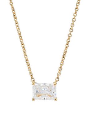 Nadri Modern Luv Large Emerald Cut Cubic Zirconia Pendant Necklace in Gold at Nordstrom