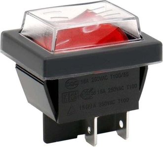 OEM Interruttore A Bilanciere Dpst On-off, 4 Terminali, Spia Luminosa Rossa, 16a 250vac, Con Copertura Impermeabile