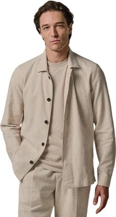 Profuomo Beige Profuomo overshirt gemeleerd nette look