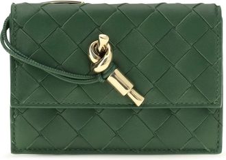 Bottega Veneta Womens Card Holder Knot Brass Basil-Muse Lamb Leather Wallets & Purses