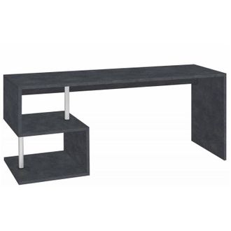 Dmora Scrivania moderna ad Esse per ufficio e studio con scaffale, Made in Italy, Tavolo da computer, Scrittoio porta pc, cm 180x60h78, colore Grigio