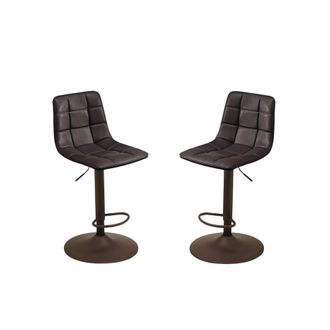 MondoViro Lote de 2 taburetes efecto piel marr&oacute;n cm 45x45 91h