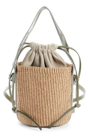 Chlo&eacute; Small Woody Basket Bucket Bag in Aloe Green at Nordstrom
