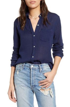 Rails Ellis Cotton Gauze Button-Up Shirt in Indigo at Nordstrom, Size Small