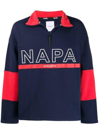 Napapijri logo printed fleece pullover - Blue