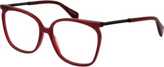 Yohji Yamamoto Rode Vierkante Optische Frames met Demo Lenzen - Dames - Brillen - Rood - ONE Size - Accessoires