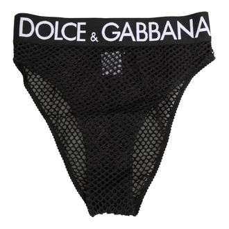 Dolce & Gabbana Bottoms, female, Black, Size: S Cotton Mesh High Brief Panty