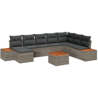 vidaXL Vidaxl - Conjunto De Sof&aacute; De Jard&iacute;n 9 Pcs Gris 319 X 209 X 85 Cm
