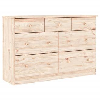 Berkfield Home Chest of Drawers ALTA 112x35x73 cm Solid Wood Pine in Light Tan | Size: 112 x 35 x 73 cm