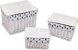 Vacchetti Vacchetti - Caja Mimbre Rectangular Blanca Ismaele 1-3 Cm45x35h30