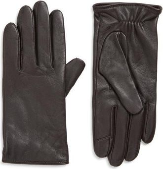 Cole Haan Leather Touchscreen Gloves in Brown at Nordstrom, Size Medium