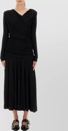 Ganni draped midi dress long sleeves