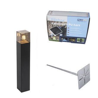 QAZQA Qazqa Moderno L&aacute;mpara Pie Exterior Negra 50 Cm Ip44 Efecto Cristal Ahumado - Denmark Aluminio /pl&aacute;stico Alargada Adecuado Para Led Max. 1 X 15 Watt